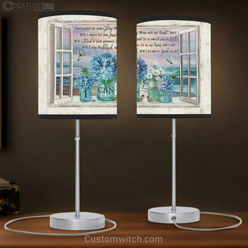 I Can Only Imagine Hydrangea Blue Flower Amazing Sunset Large Table Lamp Art - Christian Bedroom Decor - Religious Wall Decor