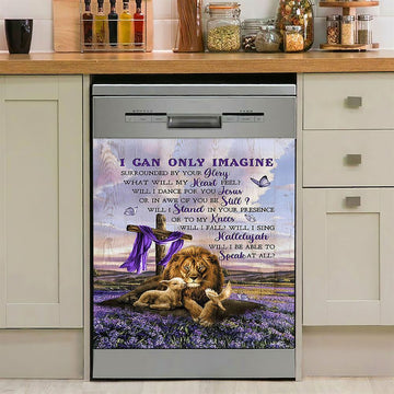 I Can Only Imagine Lavender Field Wooden Cross Dishwasher Cover, Christian Dishwasher Stickers, Religious Kitchen Decor