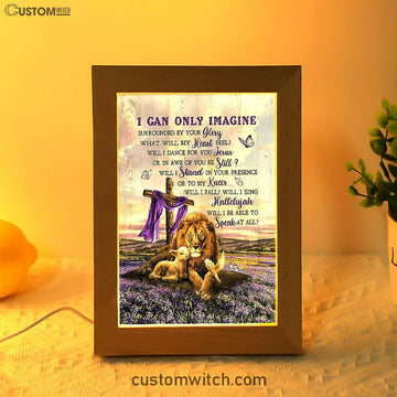 I Can Only Imagine Lavender Field Wooden Cross Frame Lamp - Christian Art - Religious Home Decor