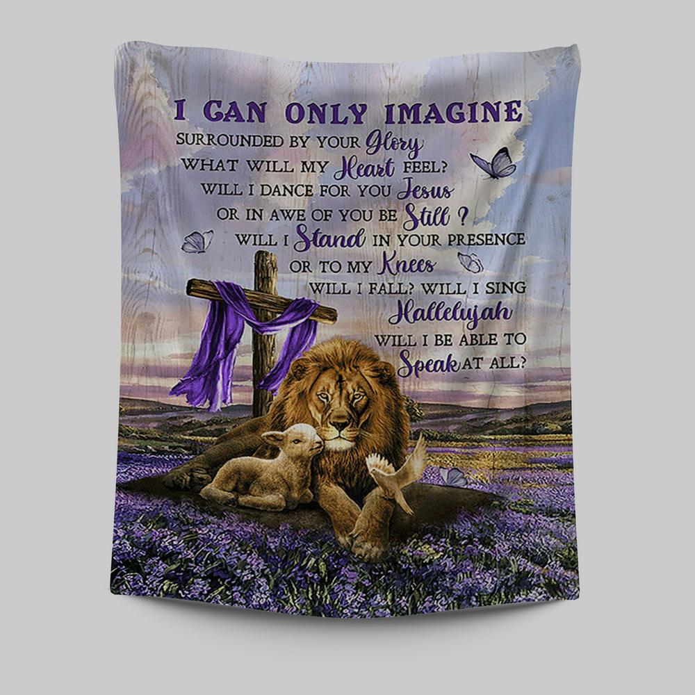 I Can Only Imagine Lavender Field Wooden Cross Tapestry - Christian Wall Art - Religious Home Decor