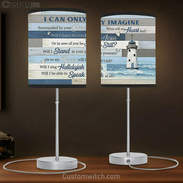 I Can Only Imagine Lighthouse Blue Ocean White Butterfly Large Table Lamp Art - Christian Bedroom Decor - Religious Wall Decor