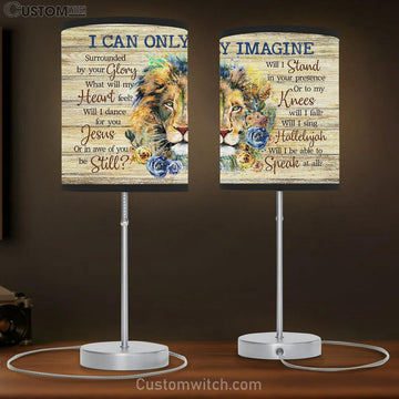I Can Only Imagine Lion Blue And Yellow Rose Large Table Lamp Art - Christian Bedroom Decor - Religious Wall Decor