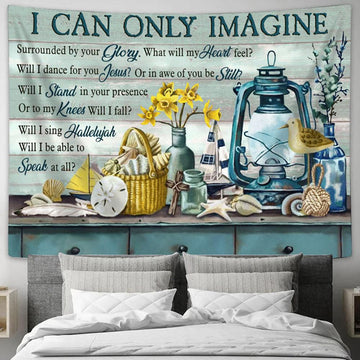 I Can Only Imagine Ocean Theme Large Tapestry Art - Christian Wall Art Home Decor - Religious Tapestry Prints