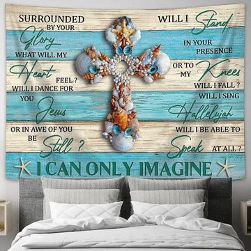 I Can Only Imagine Pearl Cross Tapestry Wall Art - Bible Verse Wall Art - Christian Home Decor