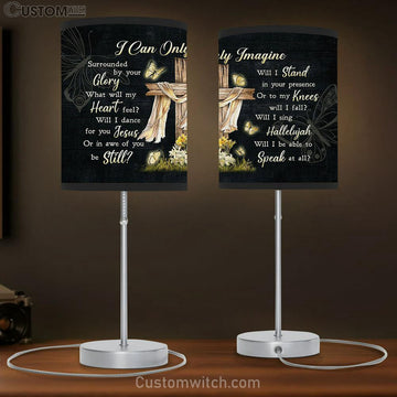 I Can Only Imagine Wooden Cross Butterfly Table Lamp Prints - Religious Table Lamp Art - Christian Home Decor