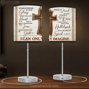 I Can Only Imagine Wooden Cross Large Table Lamp Art - Christian Lamp Gift Home Decor - Religious Table Lamp Prints