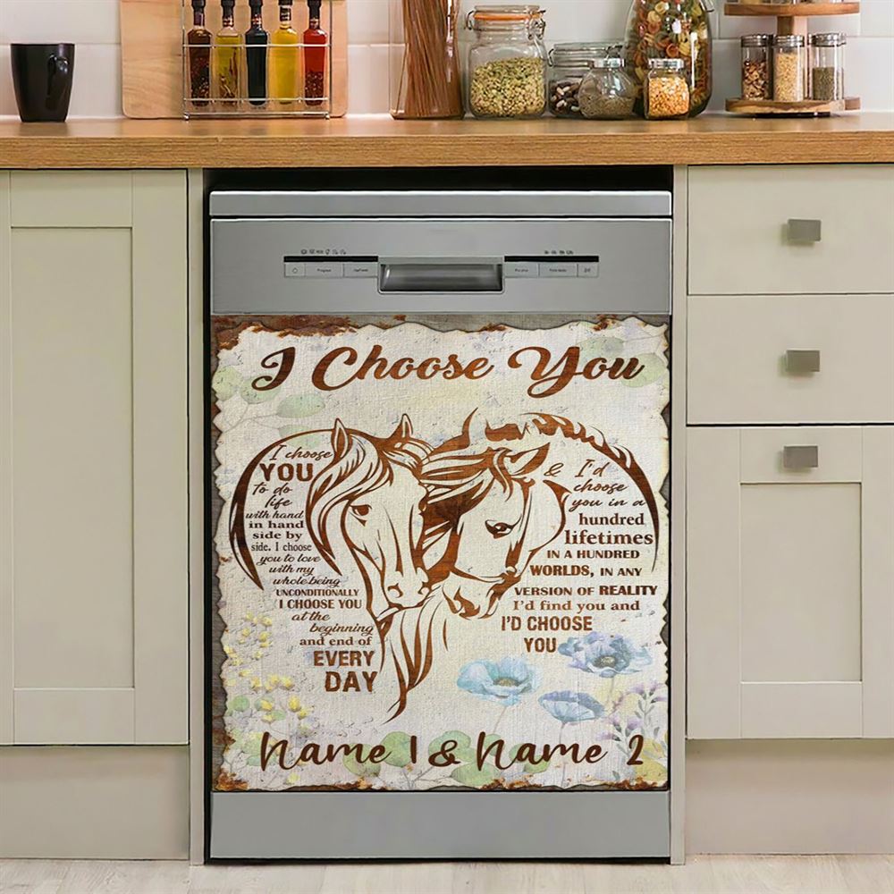 I Choose You Horse Couple Dishwasher Cover, Christian Dishwasher Stickers, Religious Kitchen Decor