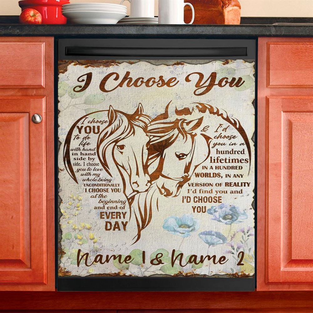 I Choose You Horse Couple Dishwasher Cover, Christian Dishwasher Stickers, Religious Kitchen Decor