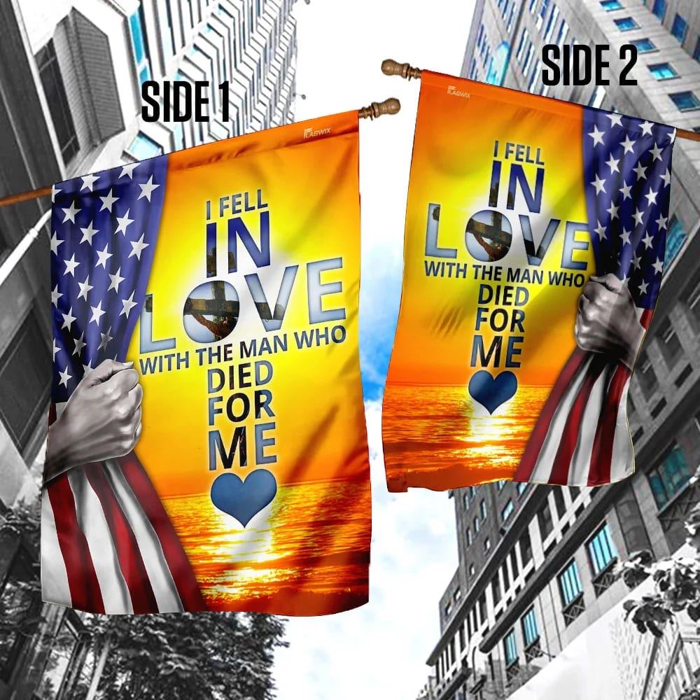 I Fell In Love With Jesus Flag, Outdoor Christian House Flag, Christian Flag, Scripture Flag, Garden Banner