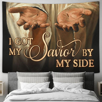 I Got My Savior By My Side Tapestry - The Hand Of God Large Tapestry Art - Christian Wall Art Home Decor - Religious Tapestry Prints