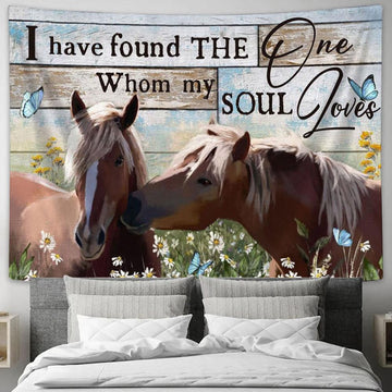 I Have Found The One Whom My Soul Loves Horse Couple Tapestry Prints - Christian Wall Art - Religious Home Decor