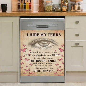 I Hide My Tears Flowers Eye Tear Butterfly Dishwasher Cover, Christian Dishwasher Stickers, Religious Kitchen Decor