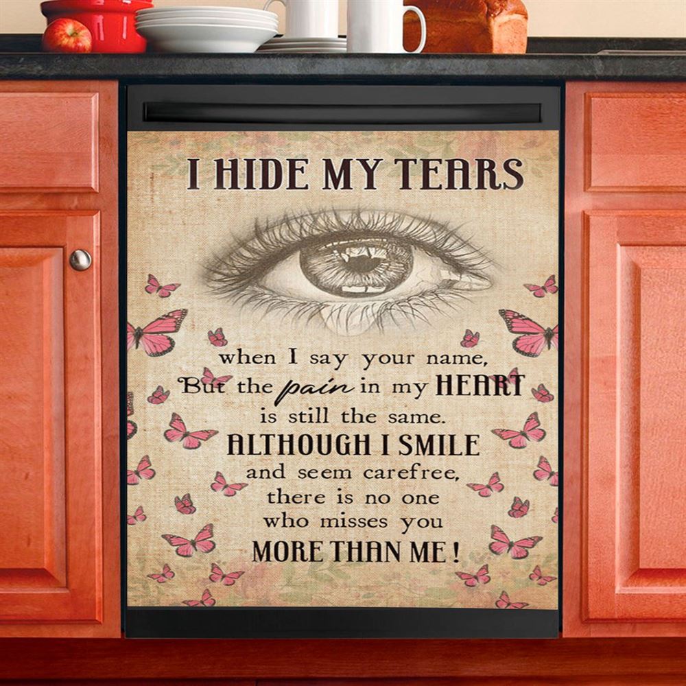 I Hide My Tears Flowers Eye Tear Butterfly Dishwasher Cover, Christian Dishwasher Stickers, Religious Kitchen Decor