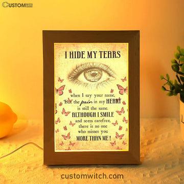 I Hide My Tears Flowers Eye Tear Butterfly Frame Lamp Art - Christian Art Decor - Religious Gifts Night Light