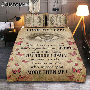 I Hide My Tears Flowers Eye Tear Butterfly Quilt Bedding Set Bedroom - Christian Bedroom Decor - Religious Quilt Bedding Set Prints