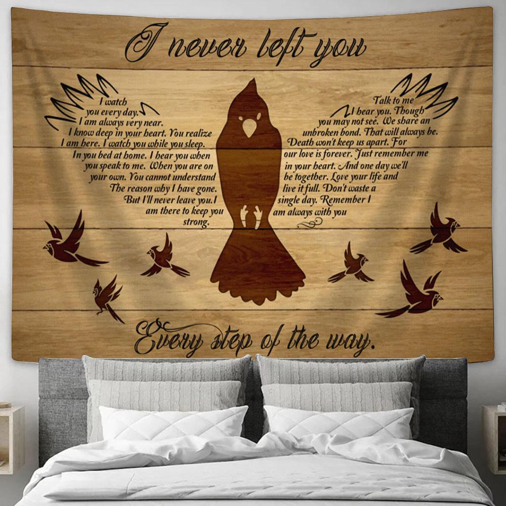 I Never Left You Cardinal Wood Background Large Tapestry Art - Christian Wall Art Home Decor - Religious Tapestry Prints