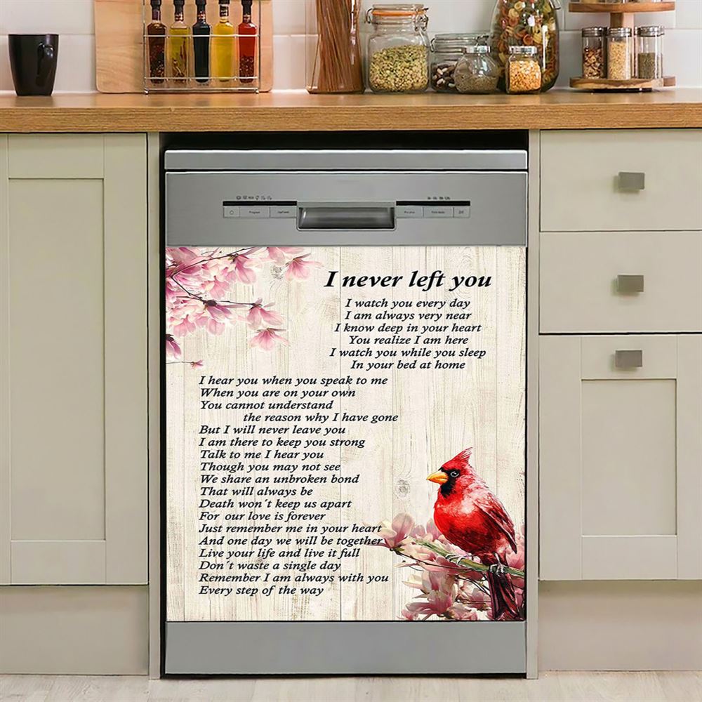 I Never Left You Red Cardinal Dishwasher Cover, Christian Dishwasher Stickers
