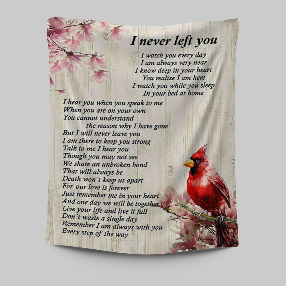 I Never Left You Red Cardinal Tapestry Wall Art - Christian Tapestries Wall Art Decor