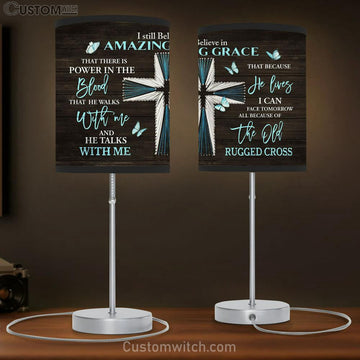 I Still Believe In Amazing Grace Blue Cross Butterfly Lamp Gift Table Lamp - Christian Lamp Gift - Religious Art