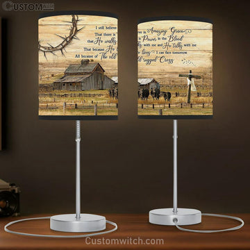 I Still Believe In Amazing Grace Table Lamp - Angus Cows Wooden Cross Lamp Gift Table Lamp - Christian Lamp Gift - Religious Art
