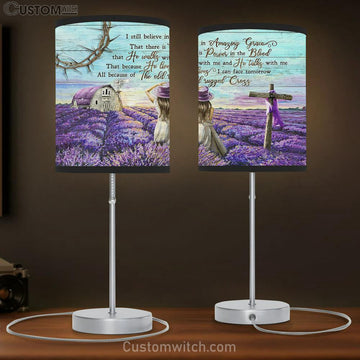 I Still Believe In Amazing Grace Table Lamp - Lavender Field Beautiful Little Girl Large Table Lamp Art - Christian Bedroom Decor - Religious Wall Decor