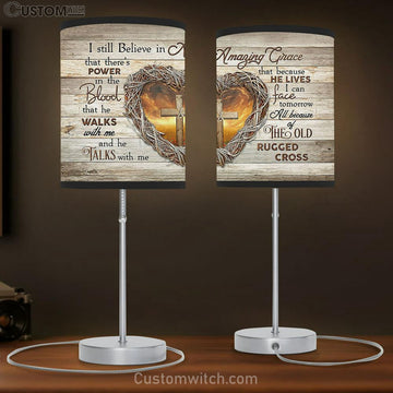 I Still Believe In Amazing Grace Heart Of Thorns Wooden Cross Large Table Lamp Art - Christian Bedroom Decor - Religious Wall Decor