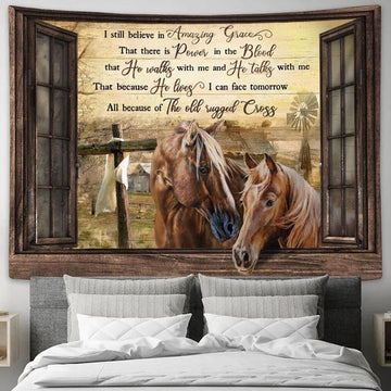 I Still Believe In Amazing Grace Horse Tapestry Prints - Christian Wall Art - Religious Home Decor