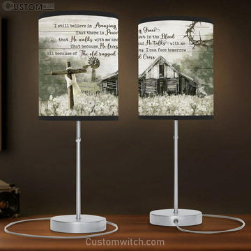 I Still Believe In Amazing Grace Old Barn Countryside Dandelion Field Large Table Lamp Art - Christian Bedroom Decor - Religious Wall Decor
