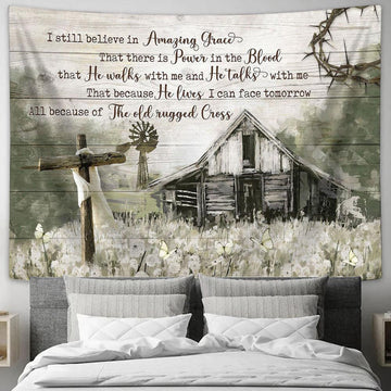 I Still Believe In Amazing Grace Old Barn Countryside Dandelion Field Large Tapestry Art - Christian Wall Decor - Religious Wall Decor
