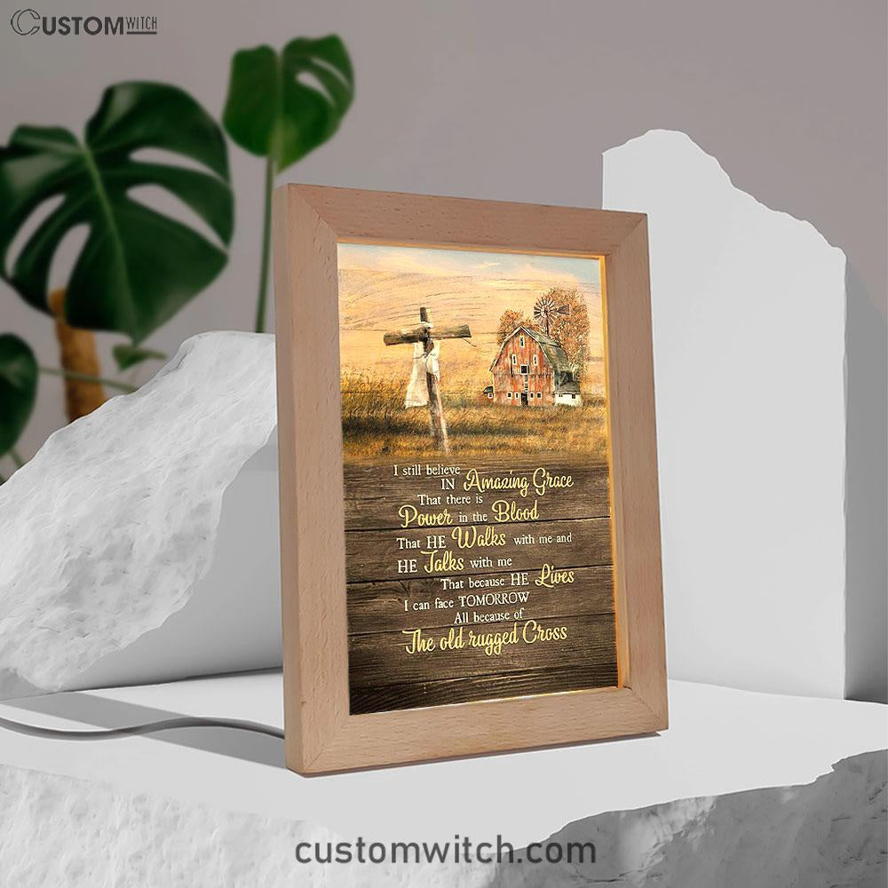 I Still Believe In Amazing Grace Wooden Cross Frame Lamp Art - Bible Verse Art - Christian Inspirational Decor