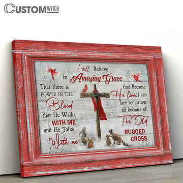 I Still Believe In Grace Animal Wooden Cross Canvas Wall Art - Bible Verse Canvas - Religious Prints