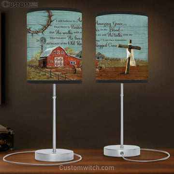 I Still Believe In Grace Old Barn Wooden Cross Table Lamp Prints - Religious Table Lamp Art - Christian Home Decor
