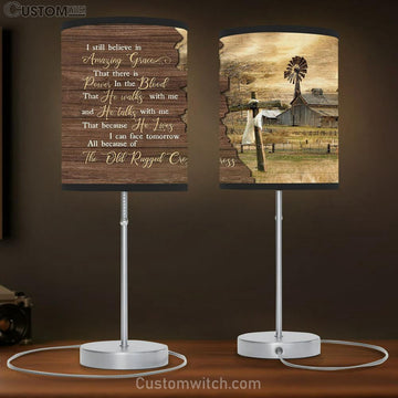 I Still Believe In Grace Tranquil Farm Wooden Cross Table Lamp Prints - Religious Table Lamp Art - Christian Home Decor