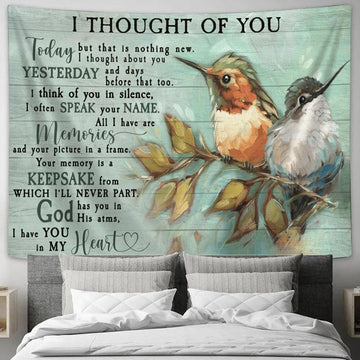 I Thought Of You Hummingbirds Large Tapestry Art - Christian Wall Art Home Decor - Religious Tapestry Prints