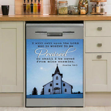 I Will Call Upon The Lord Country Church Dishwasher Cover, Christian Dishwasher Stickers, Religious Kitchen Decor