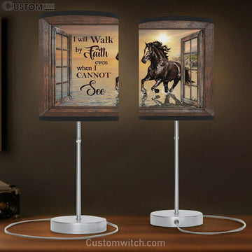 I Will Walk By Faith Black Horse Sunset Lamp Gift Table Lamp - Christian Lamp Gift - Religious Art