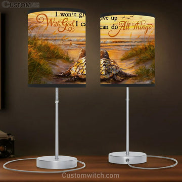I Won't Give Up With God I Can Do All Things Turtle Beach Large Table Lamp Art - Christian Lamp Gift Home Decor - Religious Table Lamp Prints