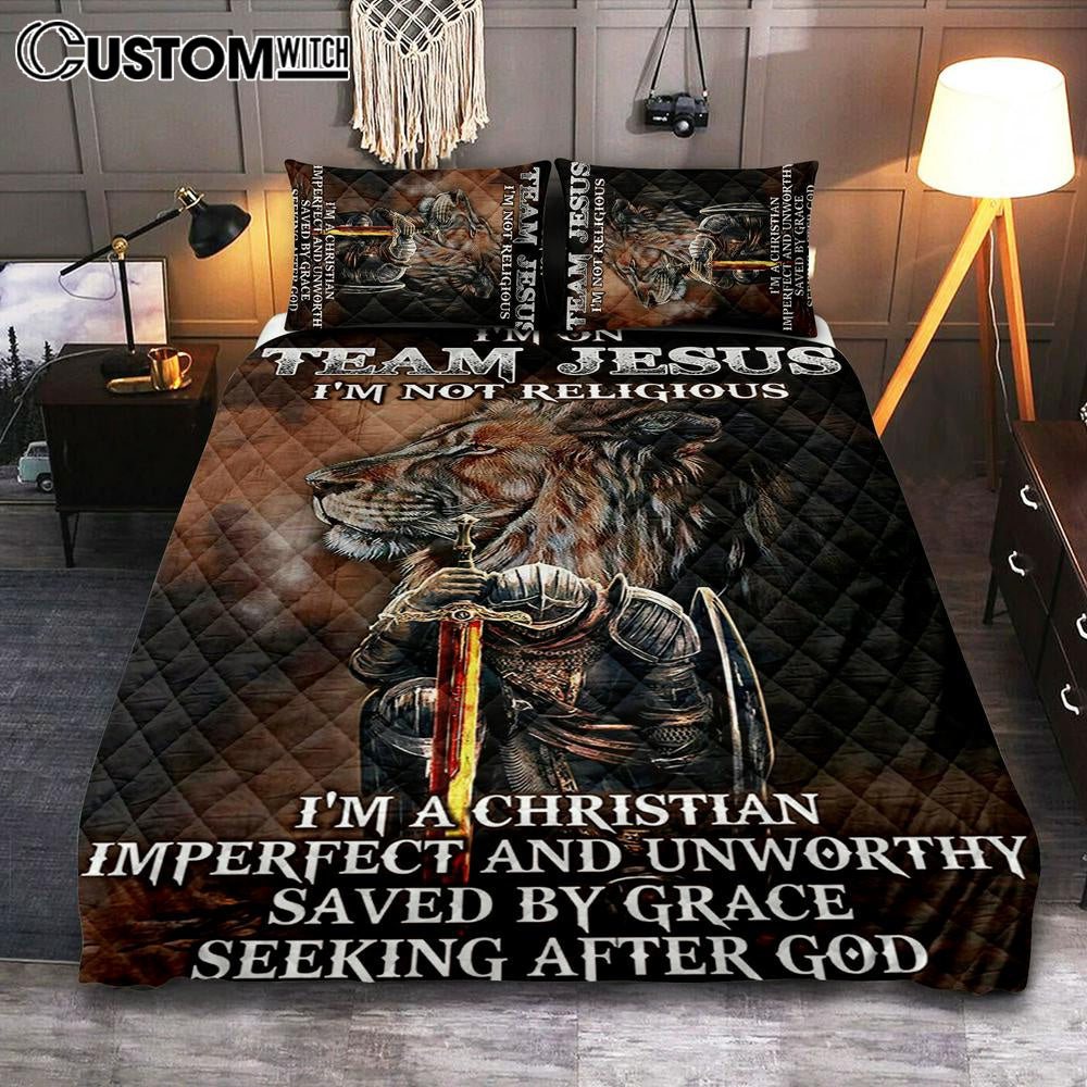 I&#39;m On Team Jesus Quilt Bedding Set Bedroom - Lion &amp; Warrior Quilt Bedding Set - Jesus Quilt Bedding Set Pictures - Christian Quilt Bedding Set Bedroom