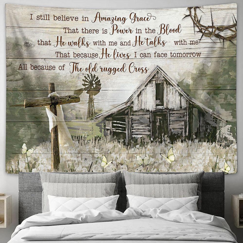 I still believe in amazing grace Tapestry, Tapestries for Living Room Bedroom - Bible Verse Wall Art - Christian Home Decor