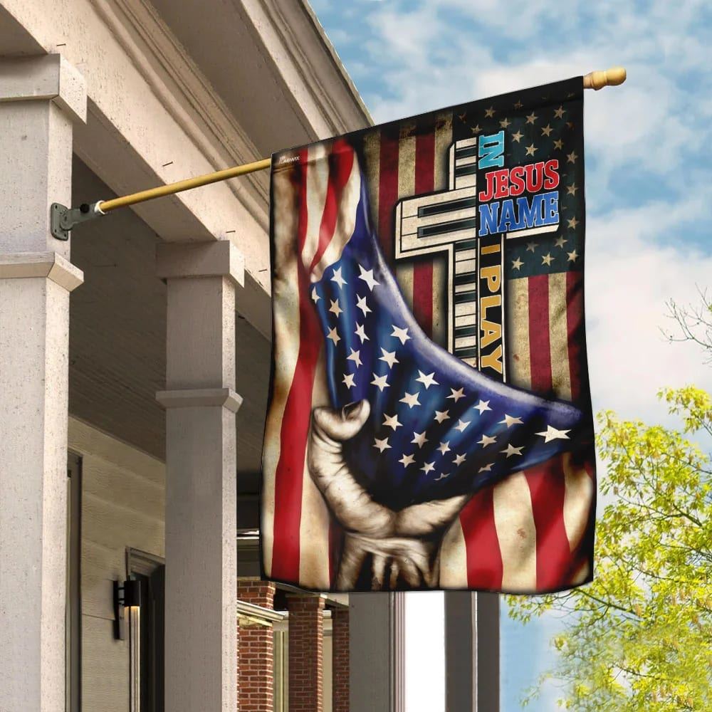 In Jesus Name I Play Piano Flag, Outdoor Christian House Flag, Christian Flag, Scripture Flag, Garden Banner
