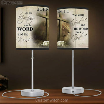 In The Beginning Was The Word John 11 Bible Verse Table Lamp Gift - Christian Bedroom Decor