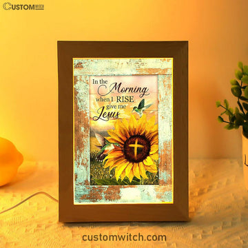 In The Morning When I Rise Sunflower Big Hummingbird Frame Lamp Art - Bible Verse Art - Christian Inspirational Decor
