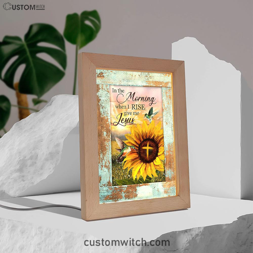 In The Morning When I Rise Sunflower Big Hummingbird Frame Lamp Art - Bible Verse Art - Christian Inspirational Decor