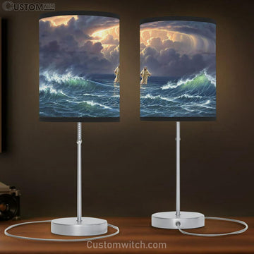 In The Storm Jesus Walked On The Water Table Lamp Gift - Jesus Christ Table Lamp - Christian Table Lamp Prints