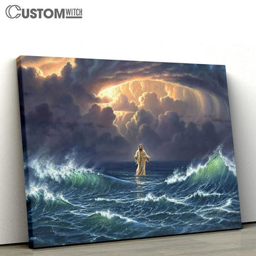In The Storm Jesus Walked On The Water Canvas Wall Art - Jesus Christ Canvas - Christian Canvas Prints