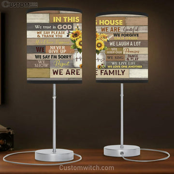 In This House We Trust In God Sunflower Hummingbird Table Lamp Art - Bible Verse Lamp Gift - Christian Bedroom Decor