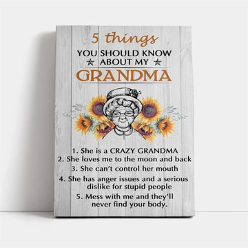 Inspirational Paper Canvas To My Grandma, Mother's Day Canvas Art, Gift For Mom, Birthday Gift, Mother's Day Wall Art