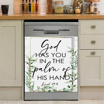 Isaiah 4916 God Has You In The Palm Of His Hand Flower Dishwasher Cover, Bible Verse Dishwasher Stickers, Scripture Kitchen Decor