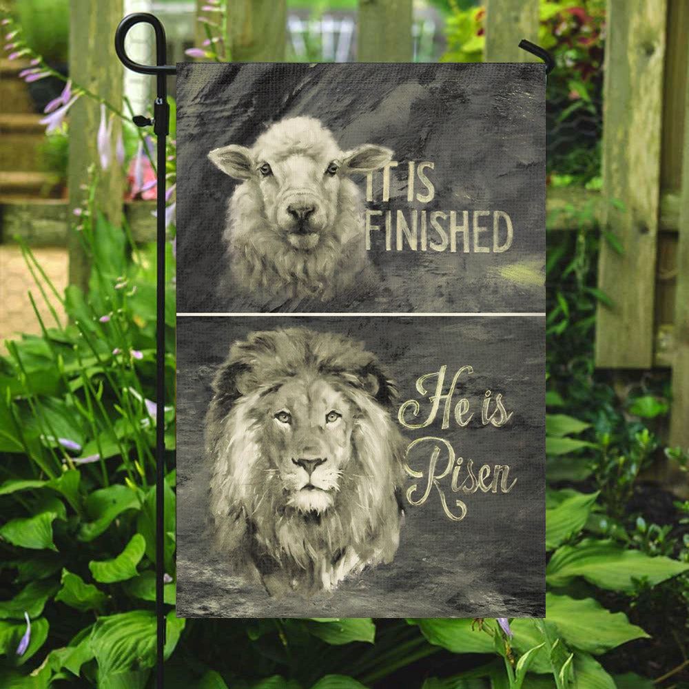 It Is Finished He Is Risen Flag, Lion Flag, Christian&#39;s Flag, Garden Flag, Welcome Flag, Christian Flag, Scripture Flag, Garden Banner