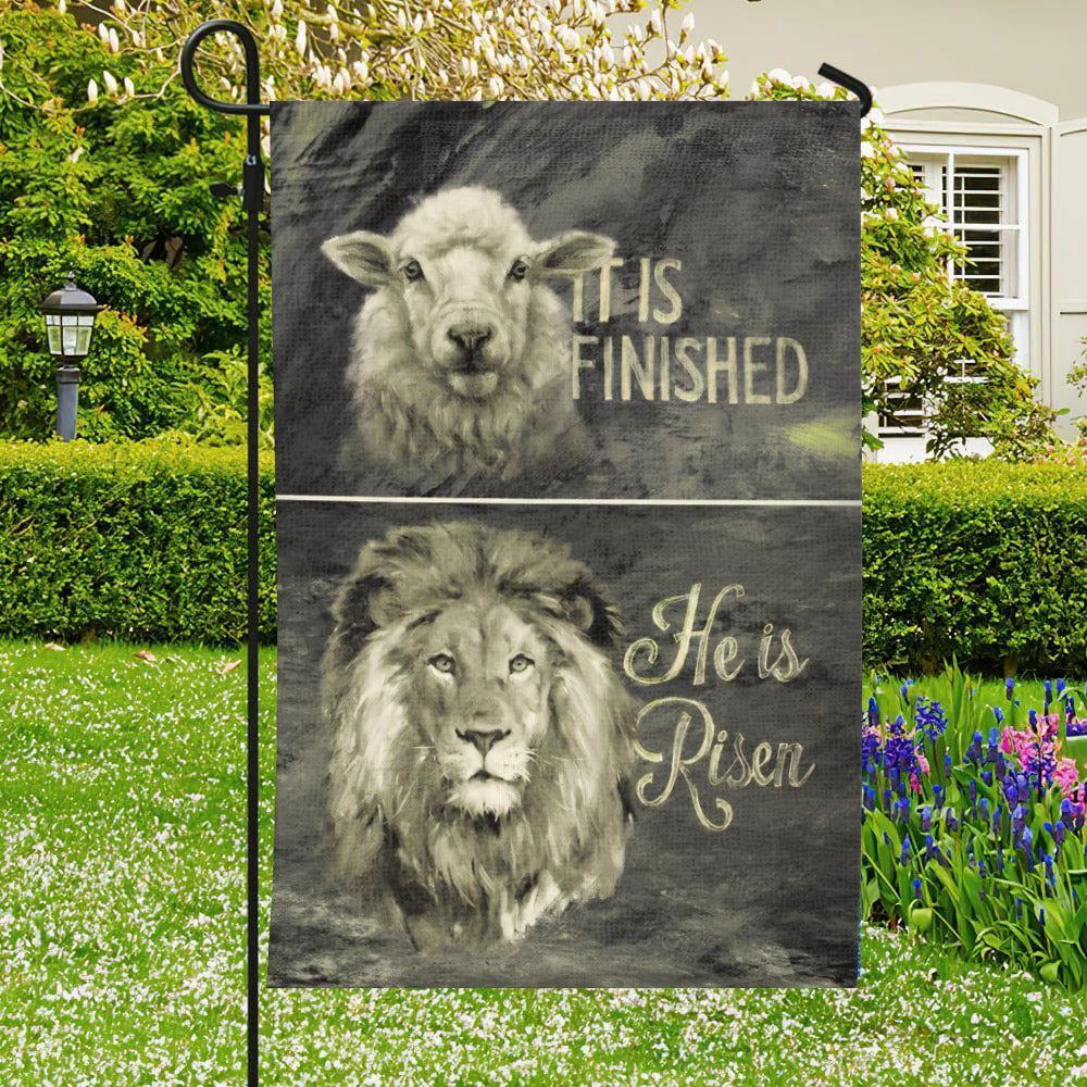 It Is Finished He Is Risen Flag, Lion Flag, Christian&#39;s Flag, Garden Flag, Welcome Flag, Christian Flag, Scripture Flag, Garden Banner